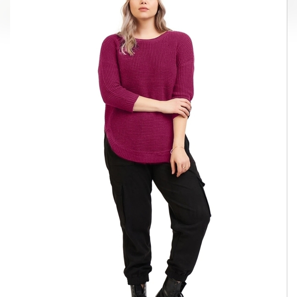 Black Tape Sweater Plus Size 2X Textured Sweater Purple Size